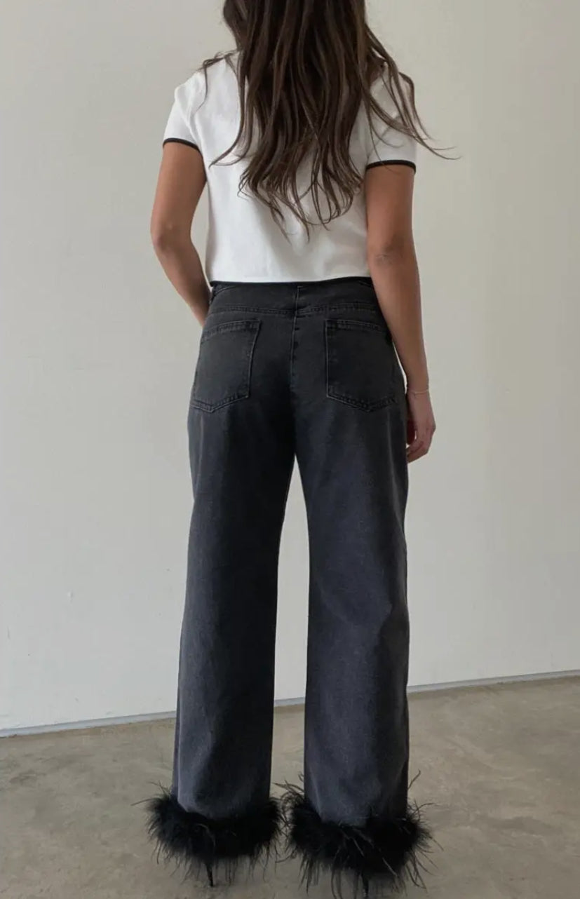FEATHER DENIM PANTS