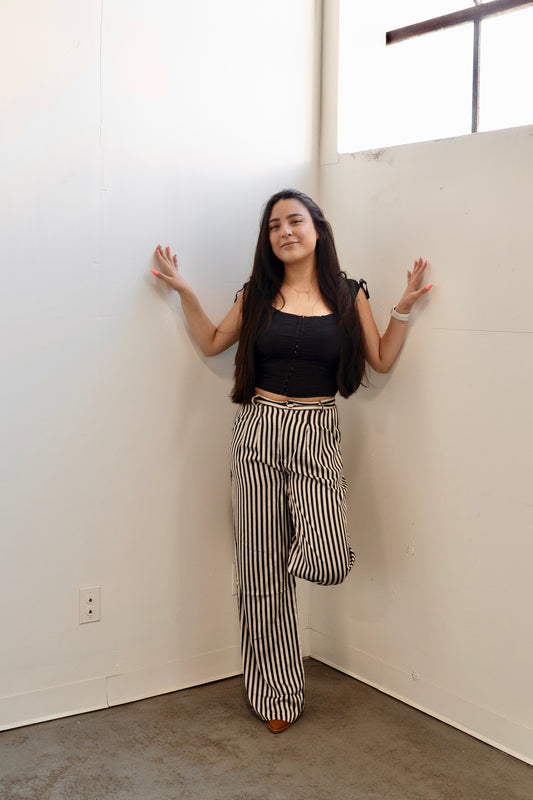 SATIN STRIP PANTS