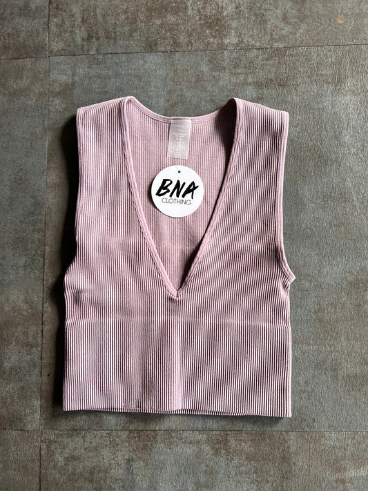 Deep V Crop Tank (Lilac)